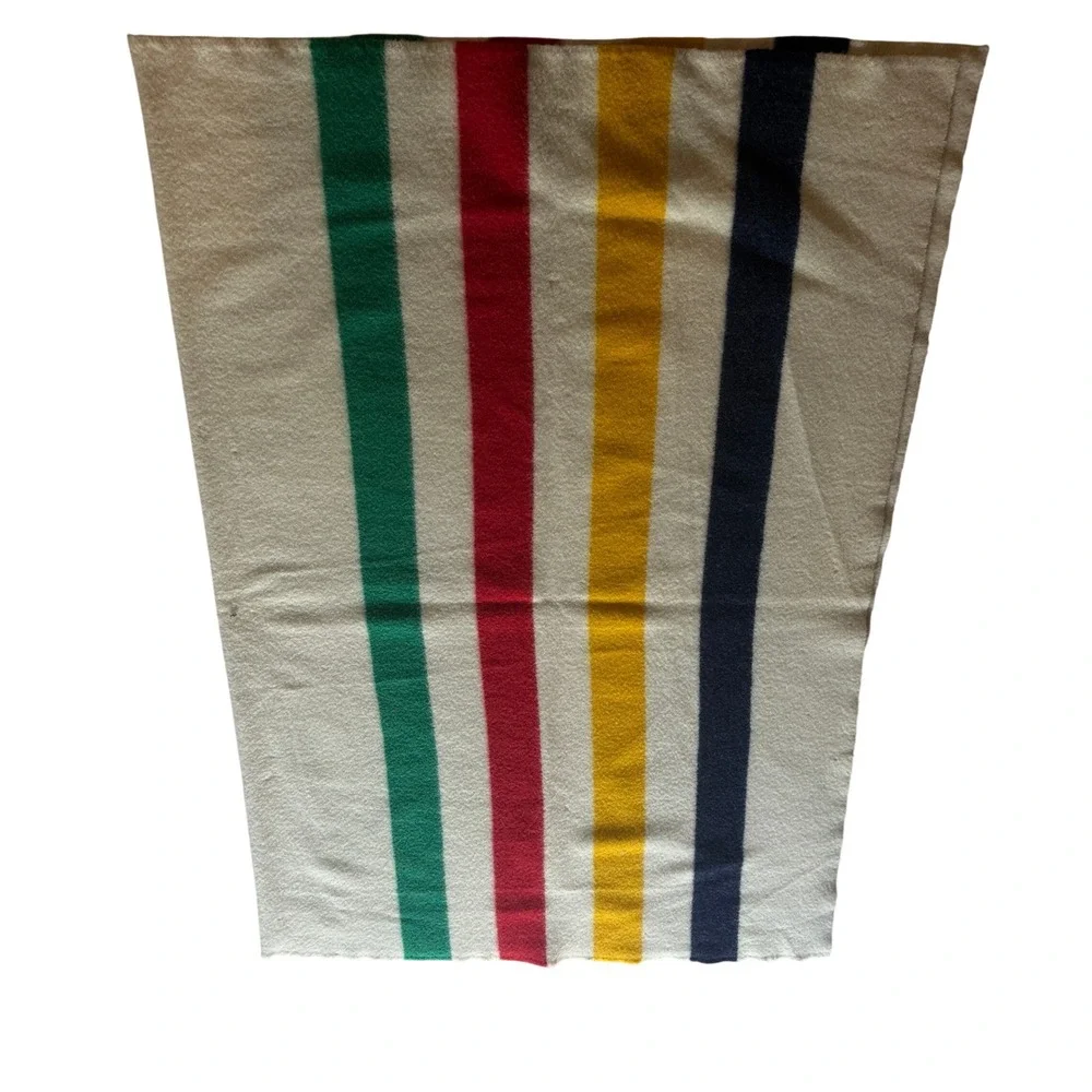 Hudson's Bay Point Blanket Unisex Twin Cream 4 Point Wool Multi Stripe 82x60